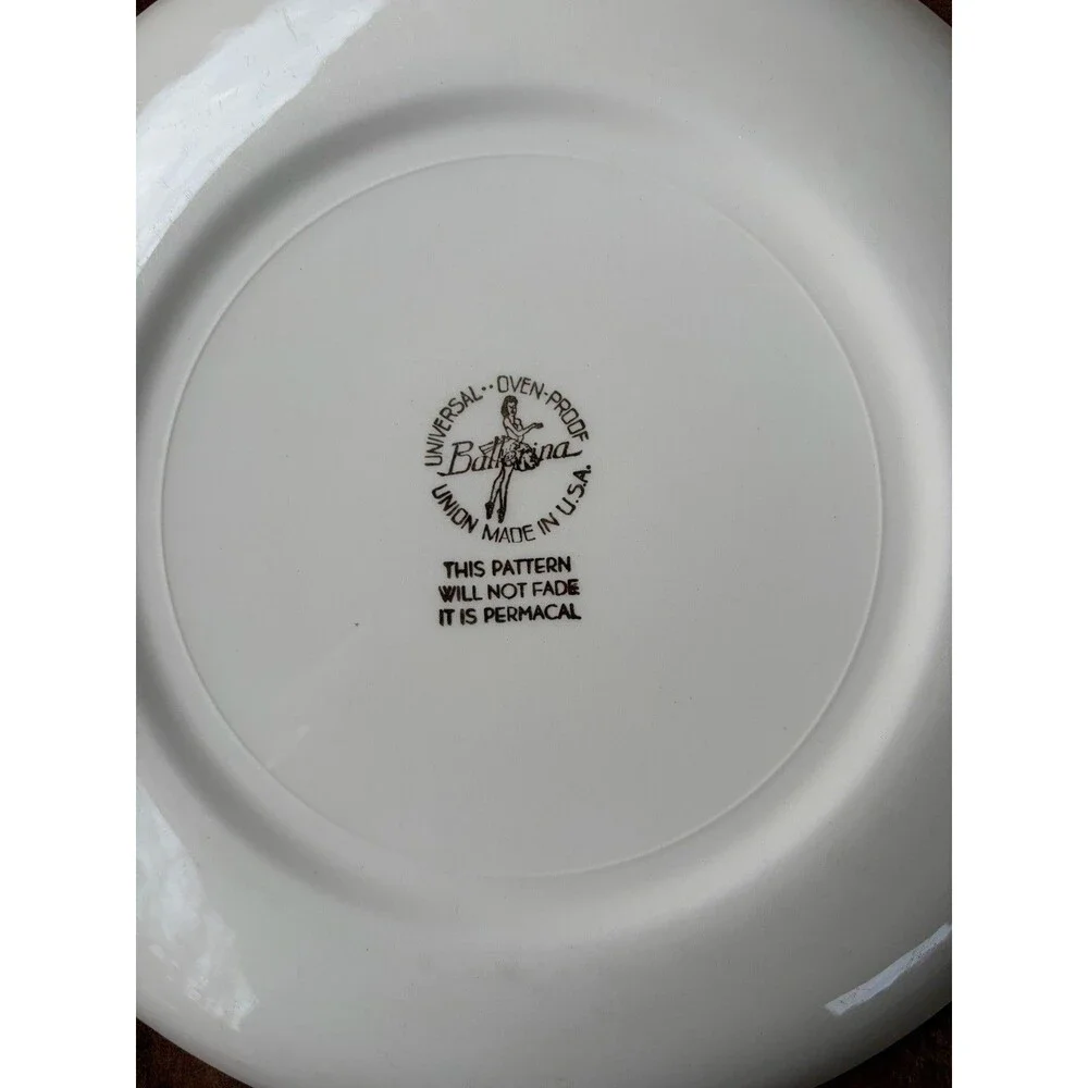 Vintage Universal Ballerina Dinner Plate 10” Rose Floral Permacal  USA MCM 1950